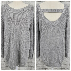 Harper Heritage Gray Knit Back Bar Detail Sweater Sz Medium